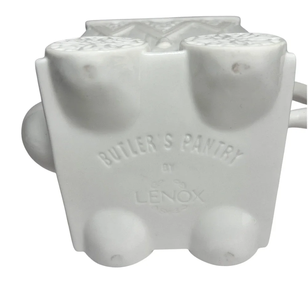 Vtg Lenox Butler's Pantry Tea Cart Teapot Porcelain Cream Miniature‎ Tea Set Lid